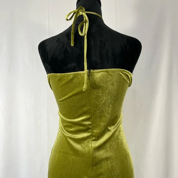 Sage Green velvet, halter, midi dress, large, NWT - Picture 5 of 10